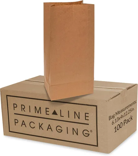 Vista 12 de Bolsas de papel Kraft desechables de Prime Line Packaging, bolsas para lonchera extra grandes para llevar golosinas, comestibles, uso en panadería