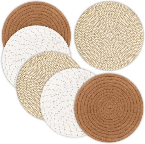 Vista 8 de Salvamanteles para platos calientes, ollas y sartenes, almohadillas calientes de 8 pulgadas, 5 piezas, soportes para ollas para cocina, tapete