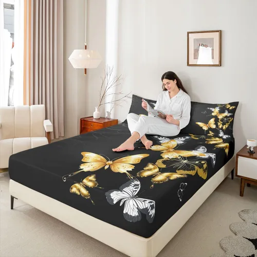 Vista 13 de Erosebridal Juego de ropa de cama de zorro para niños, sábana bajera ajustable de zorro de dibujos animados para niños y niñas, decoración