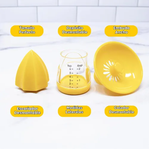 Vista 6 de Joie Citrus exprimidor Squeeze and Pour, exprimidor con boquilla, sin BPA y aprobado por la FDA ABS, Amarillo