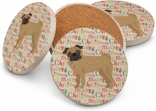 Vista 221 de Abyssinian Sand Terrier Merry Christmas - Posavasos grandes de piedra arenisca (4 unidades)