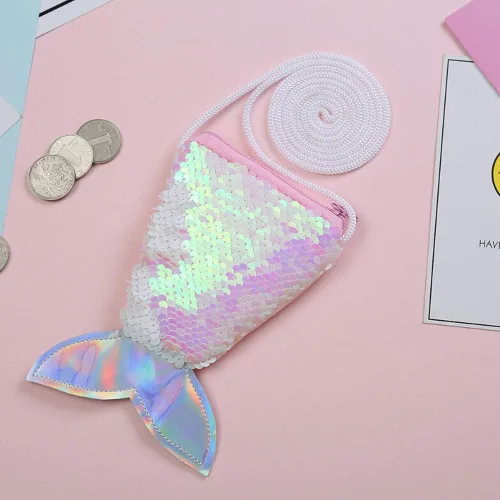 Vista 2 de Bolso de hombro de niña linda sirena lentejuelas mensajero bolsa mini monedero bolsos bolsa