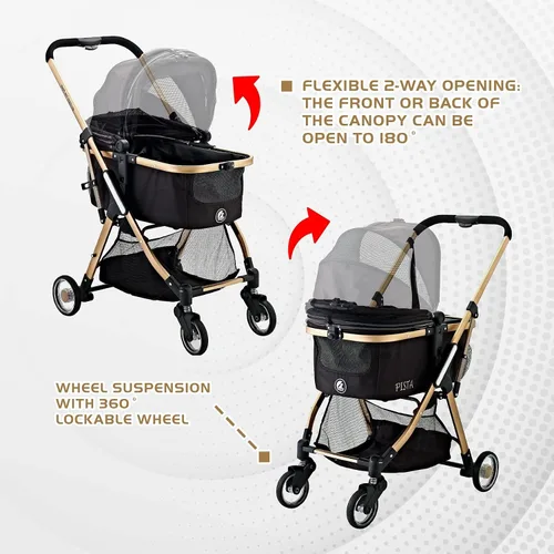 Vista 4 de Pista - Cochecito 3 en 1 superligero, carrier, asiento de coche para mascotas