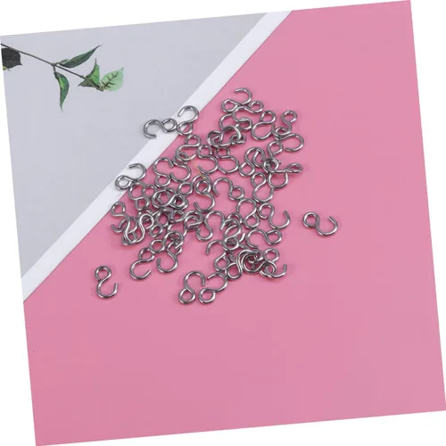 Vista 9 de 100 ganchos de acero inoxidable en forma de S, conectores de metal versátiles para manualidades, joyería colgante, llaveros y organización del hogar