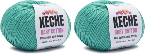 Vista 12 de Keche Algodón bebé, 60% algodón, 40% hilo acrílico, hilo de algodón suave para ganchillo y tejer, hilo amigurumi 1 madeja/bola, 1.76 oz (50 g), 180
