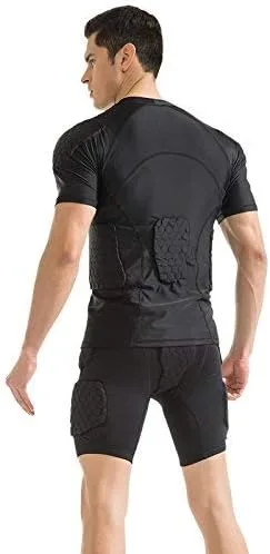 Vista 3 de TOUYR - Camiseta de compresión acolchada y pantalones para hombre, chaleco de entrenamiento sin mangas, camiseta y pantalón corto, costillas