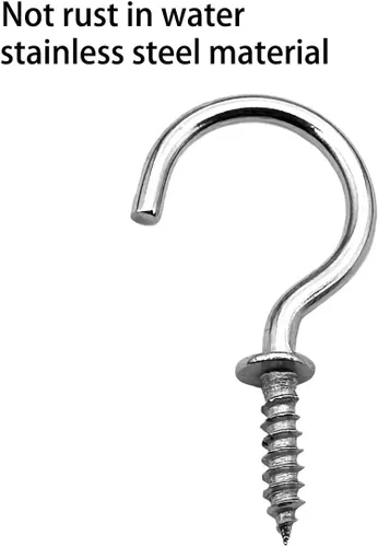 Vista 4 de 30 ganchos de techo de acero inoxidable (304) con tornillos de 1 pulgada, ganchos de luz atornillados