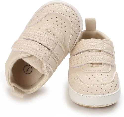 Vista 3 de Clowora Zapatos para bebés y niñas con suela de goma antideslizante, zapatos de cuna para recién nacidos, mocasines planos.