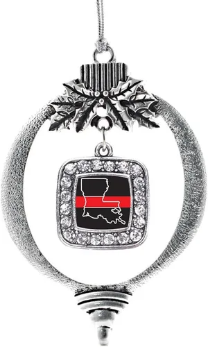 Vista 247 de Inspired Silver - Nana púrpura - Adorno de Navidad plateado - Adorno cuadrado para árbol de Navidad con circonita cúbica - Decoración colgante