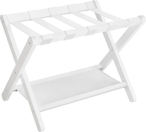 Vista 11 de SONGMICS Portaequipajes, Juego de 2, Soporte Plegable para Maletas con Estante de Almacenamiento, para Habitación de Huéspedes, Hotel, Dormitorio