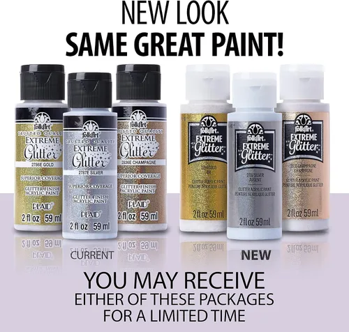 Vista 2 de FolkArt Pintura acrílica Extreme Glitter en varios colores (2 oz), 2792, Rojo