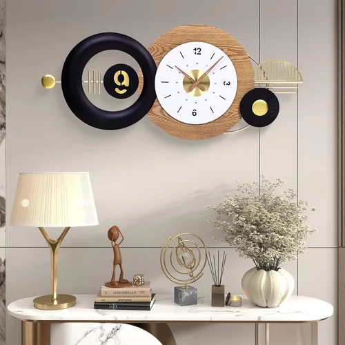 Vista 15 de Reloj de pared redondo de 10 pulgadas, funciona con pilas, de madera, de cuarzo, silencioso, decorativo, analógico, para apartamento, sala de estar
