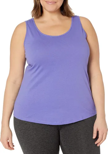 Vista 4 de JUST MY SIZE Women's Size Cotton Jersey Shirttail Tank Top, Plus Sleeveless Shirts