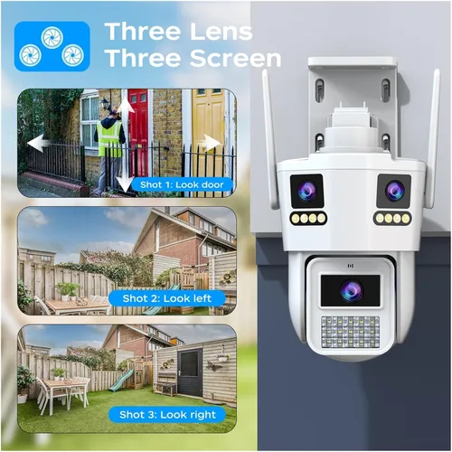 Vista 2 de 6K tres lentes 5G WiFi PTZ cámara IP de seguridad al aire