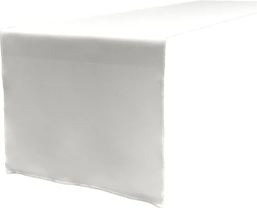 Vista 2 de LA Linen™ mantel de popelina de poliéster de 14 por 108 pulgadas Blanco P