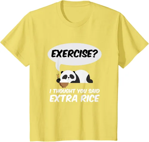 Vista 85 de ¿Ejercicio? I Thought You Said Extra Rice Panda Gift T-Shirt, Negro, S