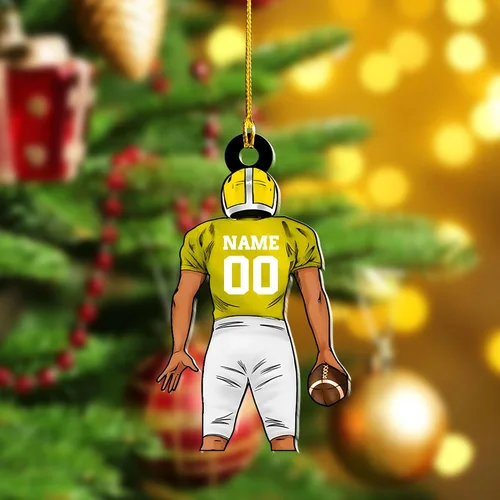 Vista 3 de Adornos de fútbol de Navidad personalizados, adornos de fútbol 2025 para árbol de Navidad, decoraciones navideñas acrílicas, adorno de jugador