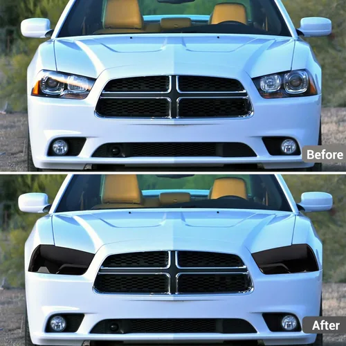 Vista 2 de Hoolcar Cubierta de lámpara delantera para faros delanteros, marco de bisel, accesorios exteriores compatibles con Dodge Charger 2011-2014, negro