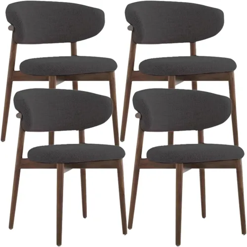 Vista 25 de YVYKFZD Juego de sillas de comedor, sillas de cocina de madera maciza, silla de comedor tapizada con respaldo curvo, silla de sala de estar sin Gris