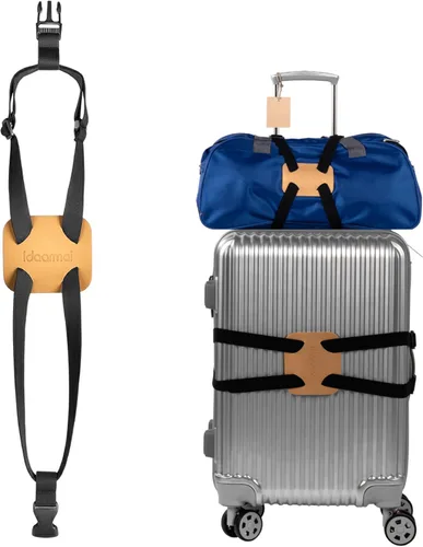 Vista 15 de Correas de equipaje, conector de equipaje, correas para maleta, cinturón de maleta ajustable resistente, accesorio de viaje para conectar su Negro