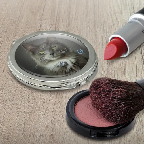 Vista 2 de GRAPHICS & MORE Smokey Cat - Bolso de viaje compacto con espejo de maquillaje