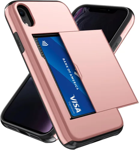 Vista 88 de Qinmay Funda compatible con iPhone 7 Plus/8 Plus con tarjetero, doble capa a prueba de golpes, funda protectora resistente con ranura oculta Negro
