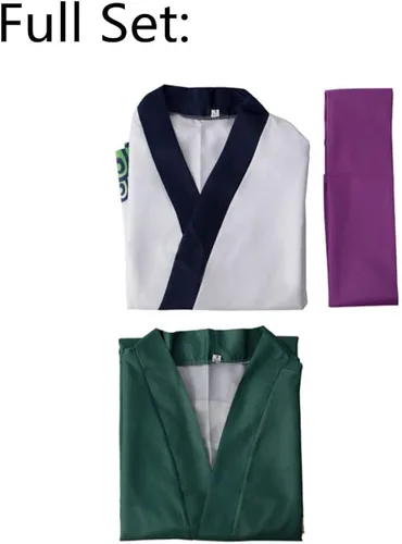 Vista 5 de GWOKDAN Kimono de anime para hombre disfraz de Roronoa bata de cosplay de Zoro uniforme de capa trajes de Halloween con aretes