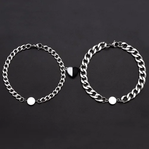 Vista 4 de Pulseras magnéticas a juego para parejas amistad mejor amiga madre hija hermana novio y novia 2 para él y ella relación amorosa Bff cadena
