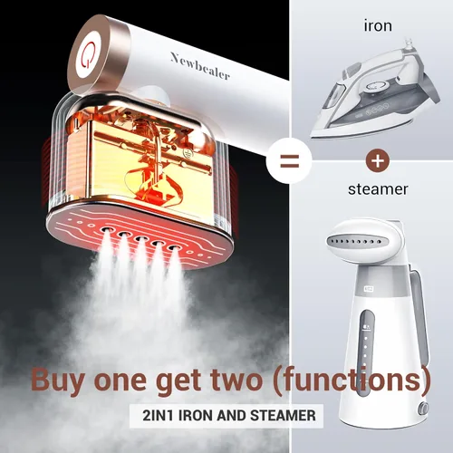 Vista 3 de Newbealer Vaporizadores de mano para ropa, 2 niveles de vapor, vapor horizontal y vertical, portátil para viajes y uso doméstico