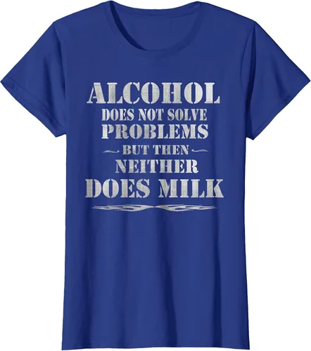 Vista 15 de Alcohol Does Not Solve Problems. But Then, Neither Does Milk T-Shirt Asphalt Grey