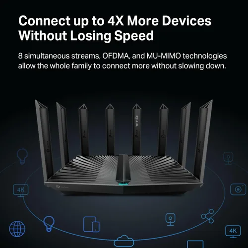 Vista 4 de TP-Link - Router Archer AXE7800 Tri-Band Wi-Fi 6E - Negro