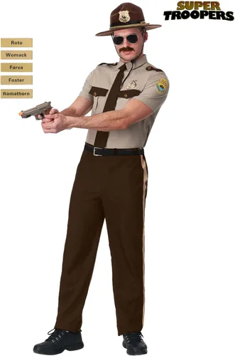 Vista 2 de Disfraz de supersoldados para adultos, disfraz de uniforme de supersoldados, Marrón