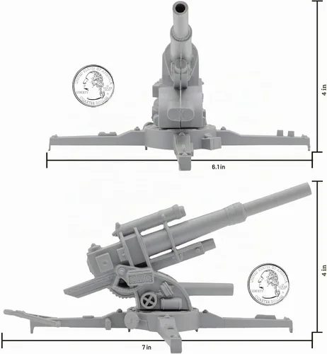 Vista 2 de BMC Classic WW2 Alemán 3.465 in Artillería - 2 piezas de plástico gris ejército hombres accesorios