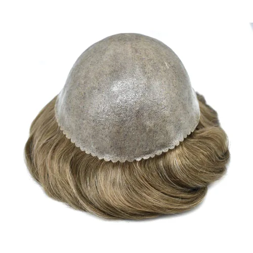 Vista 98 de Toupee para hombre 100% cabello humano real tupé para hombres 0.004 in piel de poliuretano para hombre, sistema de reemplazo de piezas de pelo