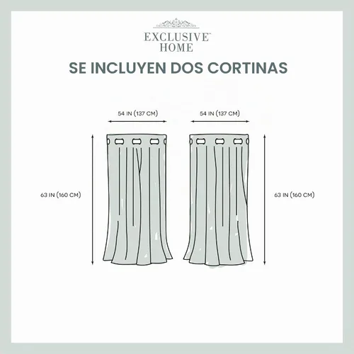 Vista 6 de EXCLUSIVE HOME Chateau - Par de paneles de cortinas de seda sintética a rayas con ojales en la parte superior, 54"x63", verde azulado