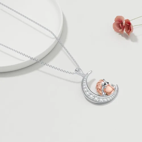 Vista 6 de KQF DragonflyHummingbirdHedgehogOwlSobrietyAngel Wings Necklace Sterling Silver Moon Necklace Dragonfly Gifts For Dragonfly Lovers Gifts Wife Mom