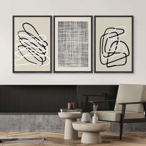 Vista 372 de SIGNWIN Lienzo enmarcado para pared, juego de arte neutro de bosque brumoso, ilustraciones en tono tierra, arte moderno, decorativo, bohemio