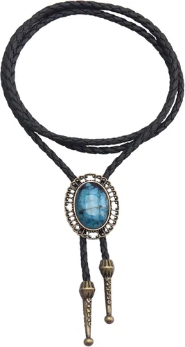 Vista 2 de GelConnie - Corbata con cordón de cuero adornado y una corredera de metal (bolo), estilo nativo americano, collar de vaquero del oeste americano