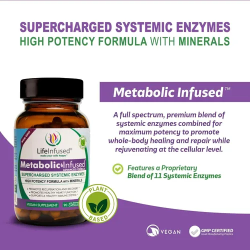 Vista 4 de Life Infused Infusión metabólica: mezcla de 11 enzimas sistémicas de primera calidad y 72 minerales clave para funciones corporales óptimas y un