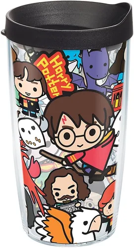 Vista 13 de Tervis Harry Potter Group Charms - Vaso con envoltura y tapa negra, taza de 16 onzas, transparente