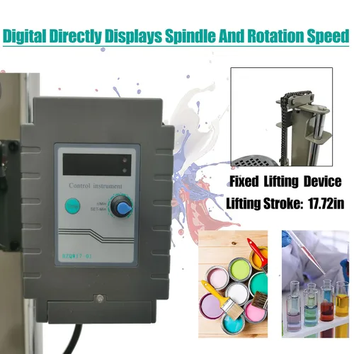 Vista 4 de TECHTONGDA Máquina mezcladora de dispersión de alta velocidad, homogeneizador dispersor mezclador de laboratorio, mezclador agitador eléctrico