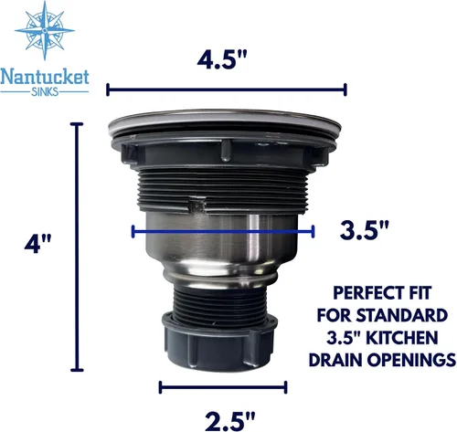 Vista 2 de Nantucket Sinks NS35CD - Drenaje de colador de lujo de 3.5 pulgadas, acero inoxidable