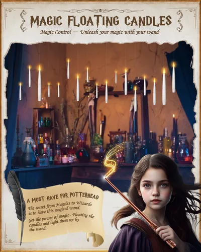 Vista 6 de Velas flotantes con varita, 10 unidades, velas mágicas colgantes de Navidad, velas cónicas sin llama con control remoto, luces flotantes, regalos