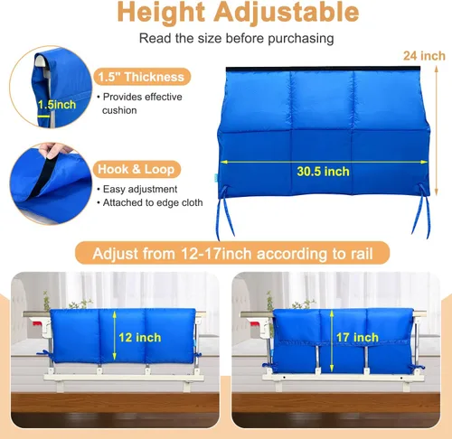 Vista 3 de Almohadillas de cojín para rieles de cama de hospital, cubierta acolchada para adultos, almohadillas de espuma médica, protector de riel