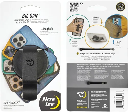Vista 8 de Nite Ize Agarre magnético, clip y soporte, soporte magnético para teléfono con mango de pie, compatible con iPhones y fundas MagSafe solamente