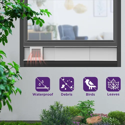 Vista 8 de Kit de ventana de ventilación de secadora con manguera de conducto de ventilación de secadora de 4 pulgadas y cubierta de ventilación de escape
