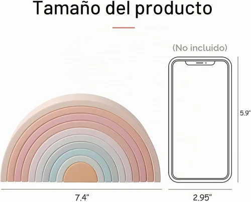 Vista 6 de MCGMITT Juguete apilable de arcoíris, apilador de arcoíris de silicona para niños pequeños, bloques de anidación Montessori, juego de juguetes a Rosa
