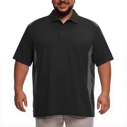 Vista 2 de Polo de golf para hombre, tallas grandes y altas, tallas L-7XL 12177# Negro y Gris
