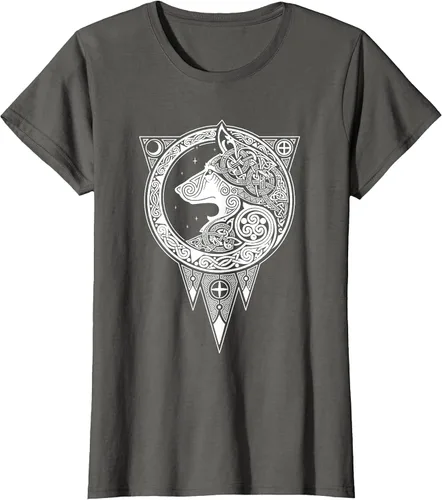 Vista 27 de Viking Fenris Wolf - Camiseta de mitología nórdica con símbolo de Fenrir Asphalt Grey