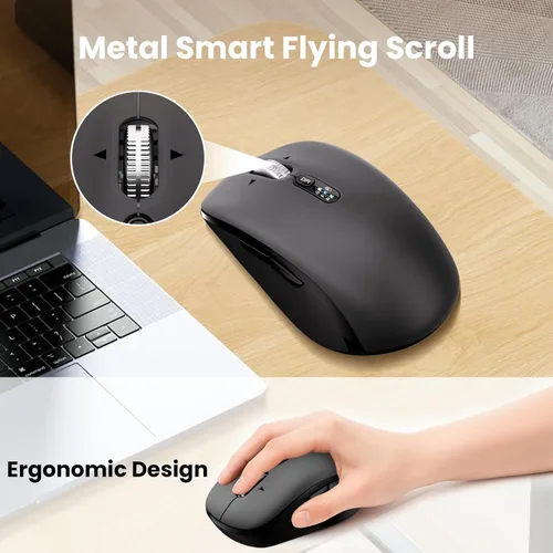 Vista 2 de QWERTY - Combo de teclado y mouse inalámbricos Bluetooth (USB + Dual BT), juego de teclado y mouse delgado multidispositivo compatible con Windows